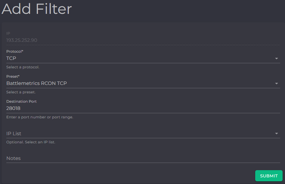 Filter for RCON Port